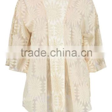 Custom plain white kimono with lace