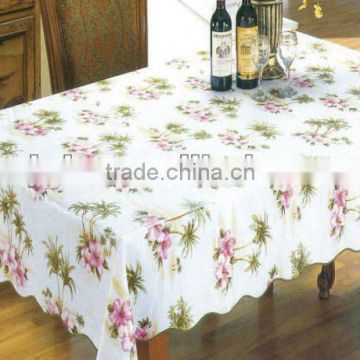 2012 new pvc clear printed tablecloth, with nonwoven backing