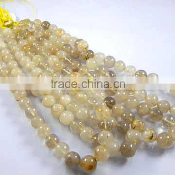 Natural Golden Rutile plain Smooth Beads