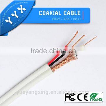 YYX Siamese cable RG59 1conductor with 2power conductor cu cca PVC shield