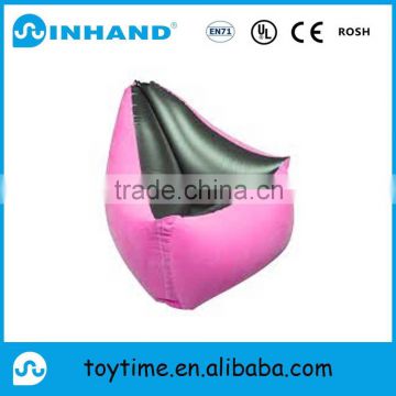 new design pink pvc inflatable mattress, home furniture flock air water sofa bed, float sofa lounger