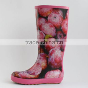 New fashion fruit pattern rain boots for women