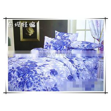 Aqua blue print flannel bedding set
