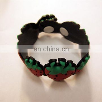 3D strawberry soft pvc bracelet children gift christmas gift