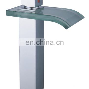 W-1006 No-Metallic waterfall kitchen faucet, popular style glass water lavatory faucet