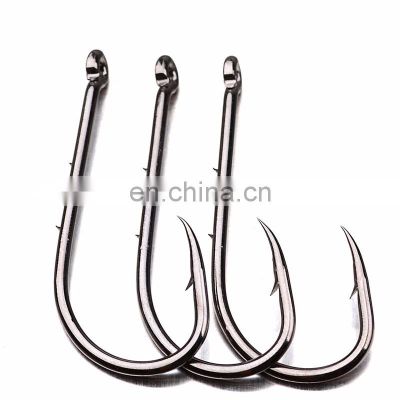 Amazon High Carbon Steel 100pcs/bag Barbed High Resistence Saltwater Two Barbs Fishing Hook