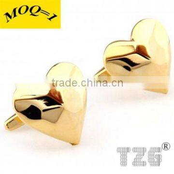 Fashion Stainless Steel Gold Heart Cufflink