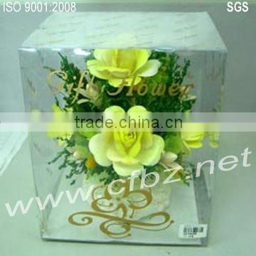 Square plastic flower packaging with printing