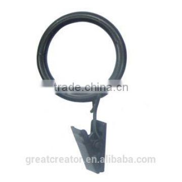 Matt Black Metal Curtain Ring w/Clip for 13mm/16mm/19mm Curtain Rod