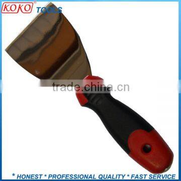 Mirror polished steel double color plastic handle putty scraper