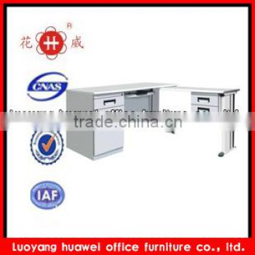HOT SALE stainless vertical steel corner computer desk for 2 person