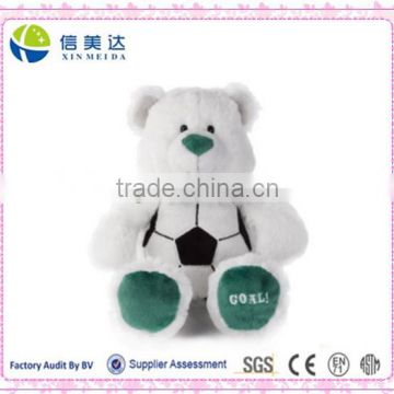 Plush White Soccer Game Mascot Football Bear