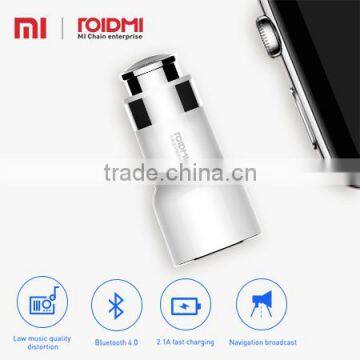 Roidmi wholesale multi-function Fashional Design Bluetooth 2 port wireless double usb car charger with output 5V 2.4A 2nd gen