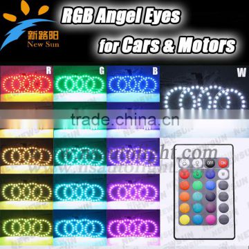 Factory supply newest 5050SMD 72mm RGB color changing angel eyes ring light 9-16V auto car headlights rgb led light