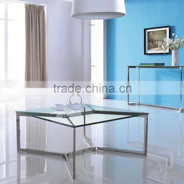 Stainless steel square glass coffee table