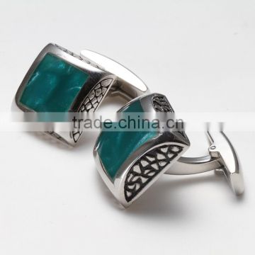 Customized design cufflink setting with green stone or ruby Jewelry