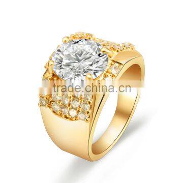 2016 Rellecona elegant white cubic zirconia ring wide design in yellow gold plated