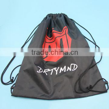 wholesale black color gym sack polyester drawstring bag