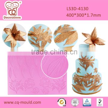 CQ New & Original designs! 3D Lily flower silicone sugar lace mat cake lace mat