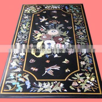 Marble Inlaid Dining Table Top, Pietra Dura Marble Inlay Dining Table