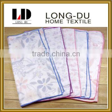 hot sale flower pattern three layers good absorption soft cotton gauze handkerchief