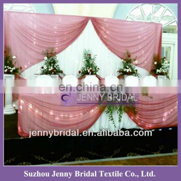 BCK036 Hot sale chiffon and organza pink wedding elegant backdrop