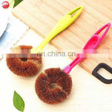 Factory sale kitchen cleaning products plastic handled pot cleaning coconut brush