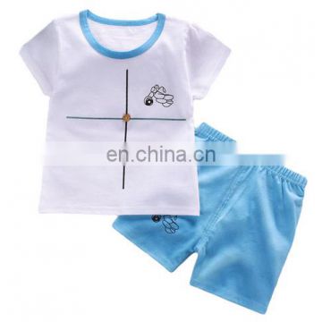 Children White T Shirt And Blue Pants 2 Pieces Cotton Boy Clothes Boutique Outfits