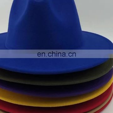 High Quality Wholesale Fake Wool Felt Fedora Hat For Men 2 tone hat different color brim fedora hat for women