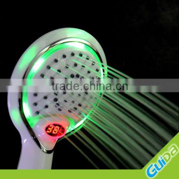 LED rainfall bathroom shower head with temperature display