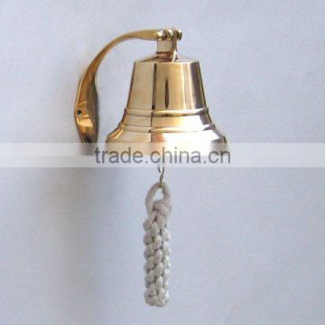 Brass bell with wooden handle Solid Brass Polished silver and nickel plating