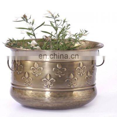 metal hammered plants planter