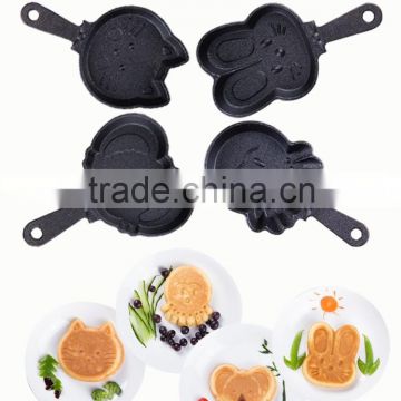 Mini cast iron single handle pre-seasoned cartoon cake pan manufacturer