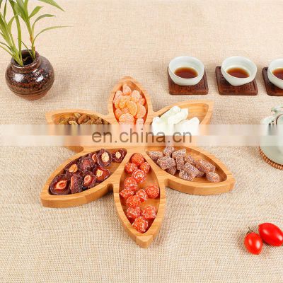 Wholesale Eco Friendly New Design Cute Premium Bamboo Snacks Dry Fruit Plate