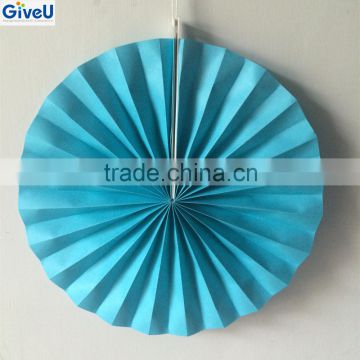 2016 Hot Blue Color 90gsm Woodfree D30cm Paper Fan Paper Party Supplies Kids Theme