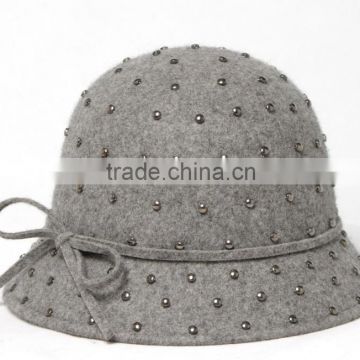 bowler rivet wool felt hat for winter and autumn feature hat