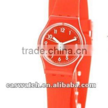 Red plastic watch with silicone wrap band hot sales in 2012!!!