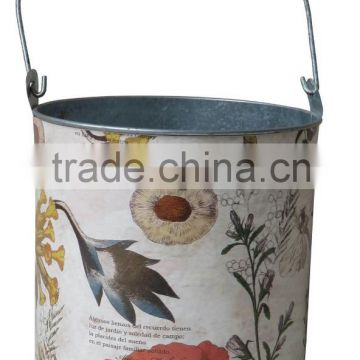 164JC362-1 2016 factory direct cheap price flower metal pot with handle for home decor and decoration