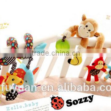 high quality sozzy brand lovely new born baby plush bed winding& bed circling toys