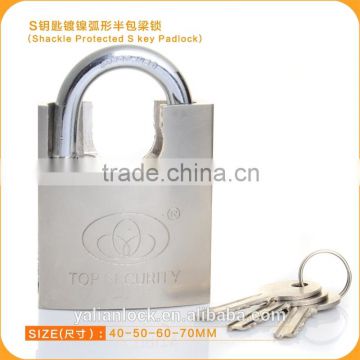 2015 Europe Market Good Quality Shackle Protected Nickle Plated Padlock With S Key