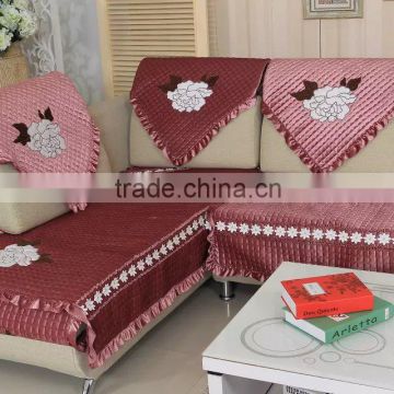 Rose appliqued embroidery sofa cover