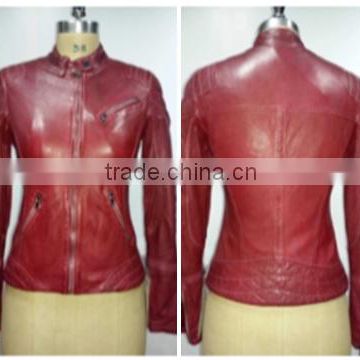 Sheep Leather Jacket Made Through Garment Dyed Treatment. Color Bordo