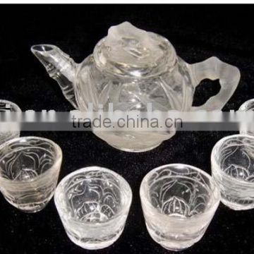 Natural Clear Crystal Tea pot and Cup