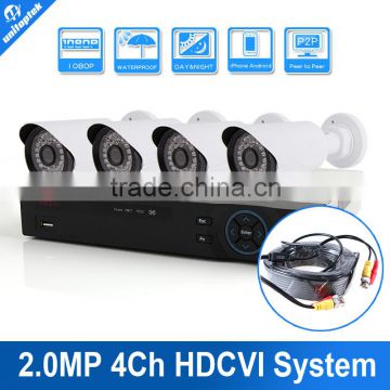 4CH 2.0MP HDCVI System HD CVI 4PCS 2MP HDCVI 1080P IR 20M 4CH Bullet HD CVI Kit