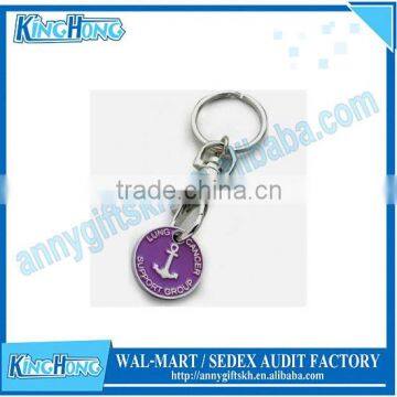 Nickel plated cheap coin holder keychain