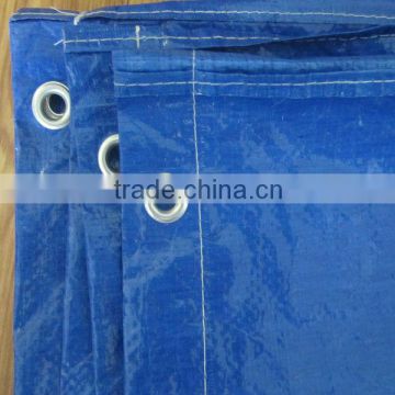 Dark blue color with sewing edges and eyelets polyethylene fabric tarpaulin sheet cover