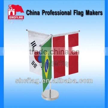 custom national table top flag with metal base and stick