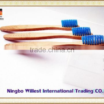 Blue bristle bamboo toothbrush with customize logo