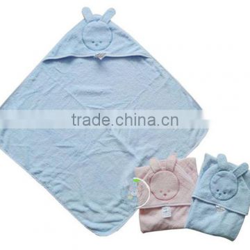 blue or pink color cute baby hooded towel
