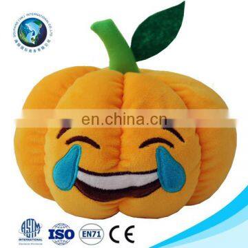 Various cute emoticon custom 3D cry plush emoji pillow wholesale funny halloween day gift stuffed soft plush yellow pumpkin toy